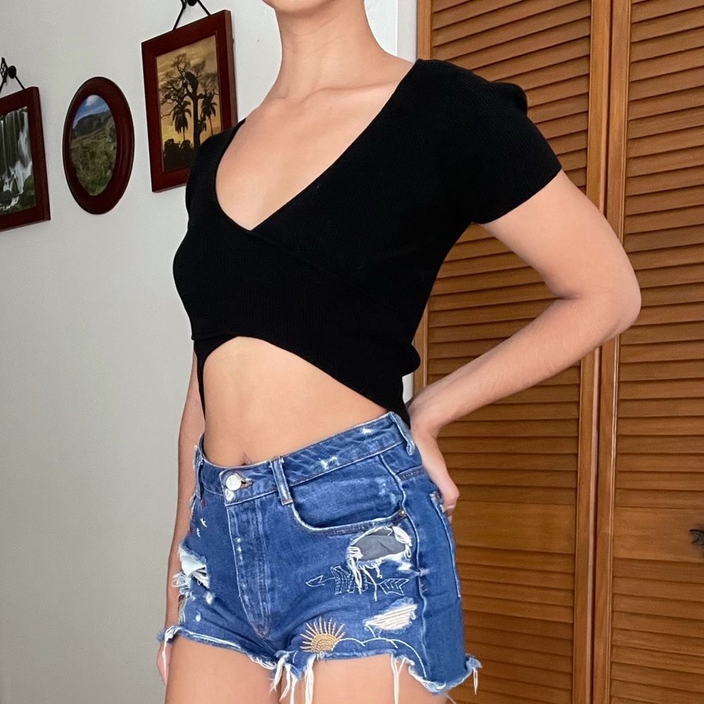 Zara black Knit crop top